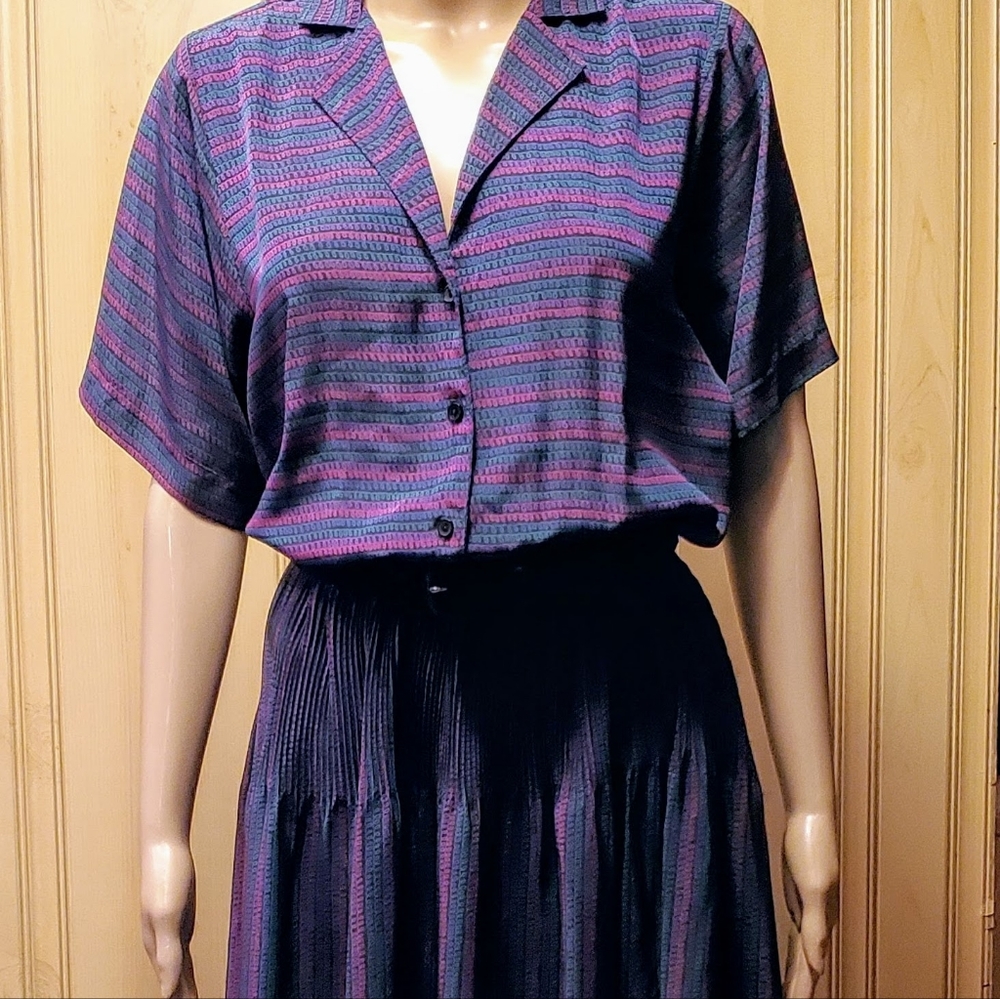 Just Mindy' Multicolored Tailored Button Pleated Dress